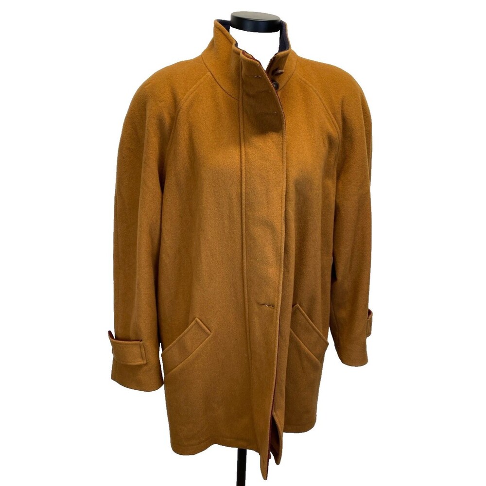 Vintage Mackintosh New England Wool Blend Coat Tan Paisley Lined USA FLAWS